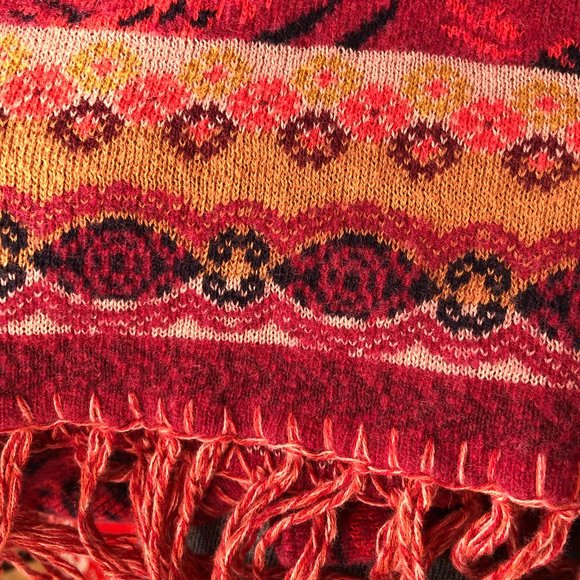 Stunning Vintage Cooi Knit Nordic Fringe Cropped Boho Cardigan Sweater Bohemian - Picture 8 of 9